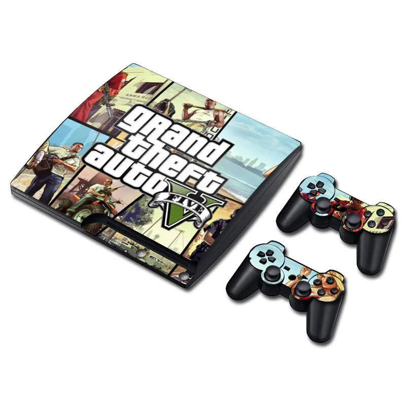 

Grand Theft Auto GTA 5 Skin Sticker Decal for PS3 Slim PlayStation 3 Console and Controllers For PS3 Slim Skins Sticker Vinyl