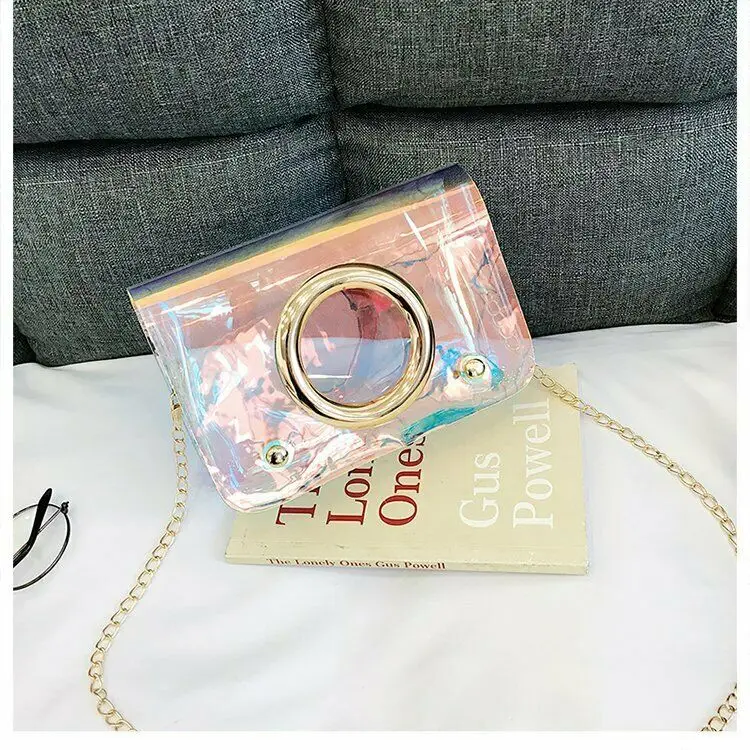 Fashion Women Transparent Handbag Small Mini Messenger Laser Chain Shoulder Bag
Fashion Women Transparent Handbag Small Mini Messenger Laser Chain Shoulder Bag