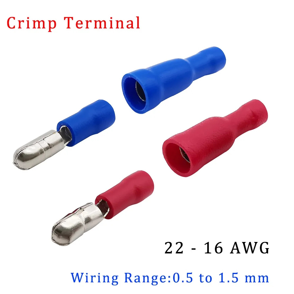 100Pcs 50Set Assorted Male Female Crimp Wire Terminals Bullet Butt Insulated Electric Cable Connector for 22~16AWG FRD MPD1-156
100Pcs 50Set Assorted Male Female Crimp Wire Terminals Bullet Butt Insulated Electric Cable Connector for 22~16AWG FRD MPD1-156