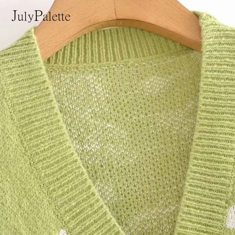 Julypalette 2021 Autumn Knitting Tops Fashion Womens Cardigan Sweater Single-breasted Sweater Green V-neck Female Short Sweater
Julypalette 2021 Autumn Knitting Tops Fashion Womens Cardigan Sweater Single-breasted Sweater Green V-neck Female Short Sweater
