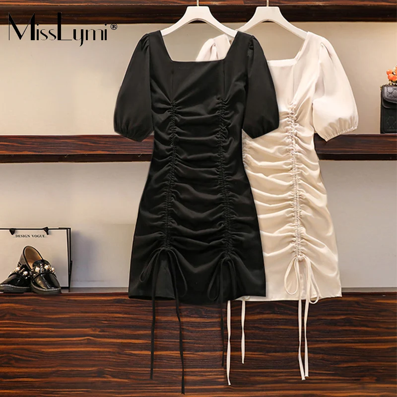 L-4XL Plus Size Women Sexy Shirring Dress Summer 2021 New Retro Square Collar Puff Short Sleeve Double Drawstring Backless Dress
L-4XL Plus Size Women Sexy Shirring Dress Summer 2021 New Retro Square Collar Puff Short Sleeve Double Drawstring Backless Dress