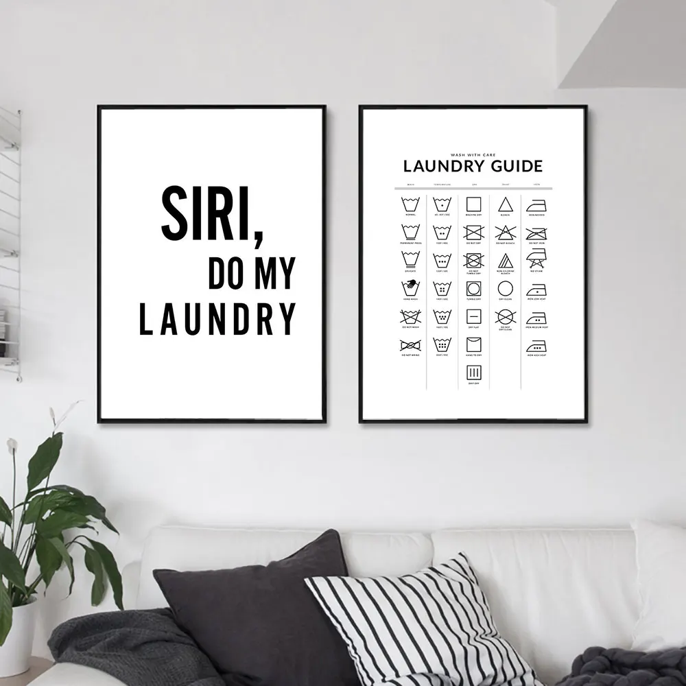 Laundry Guide Poster Siri Do My Laundry In Black Text on White Background Canvas Painting Decorative Picture Unframe
Laundry Guide Poster Siri Do My Laundry In Black Text on White Background Canvas Painting Decorative Picture Unframe