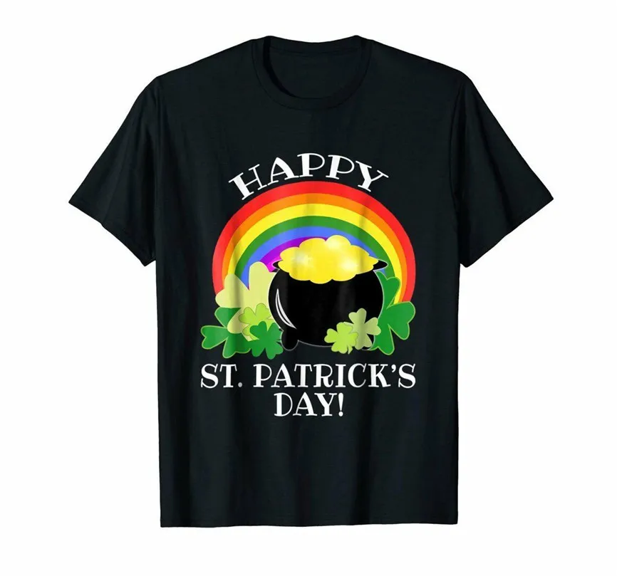 Футболка Happy ST Patrick'S Day с радужным горшком из золота Shamrocks больше размеров и