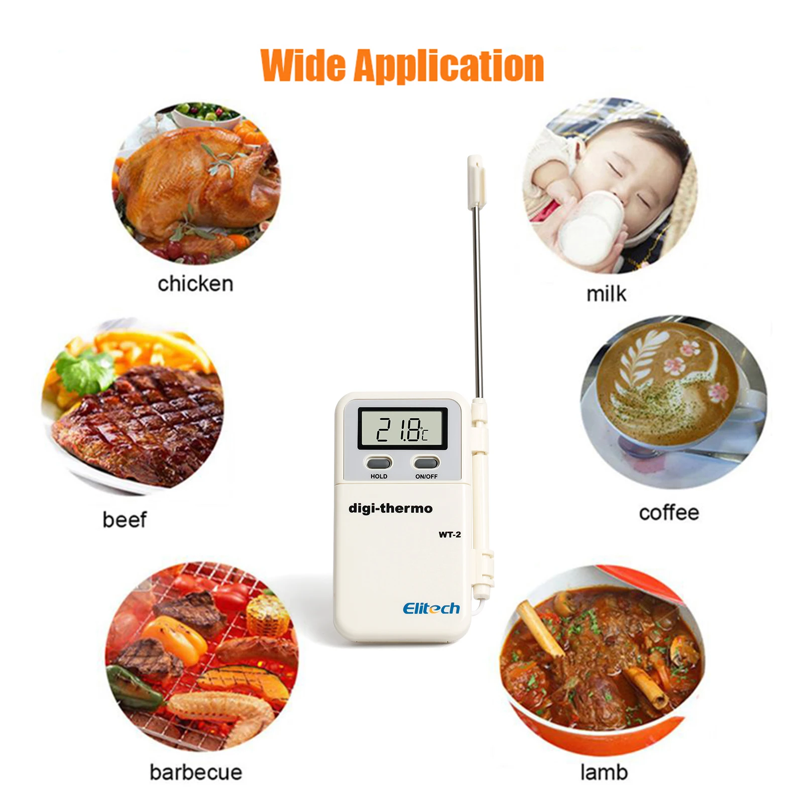Instant Read Food Thermometer LCD Display / Switchable Data Lock Function Temperature Alarm Digital Meat Thermometers
Instant Read Food Thermometer LCD Display / Switchable Data Lock Function Temperature Alarm Digital Meat Thermometers