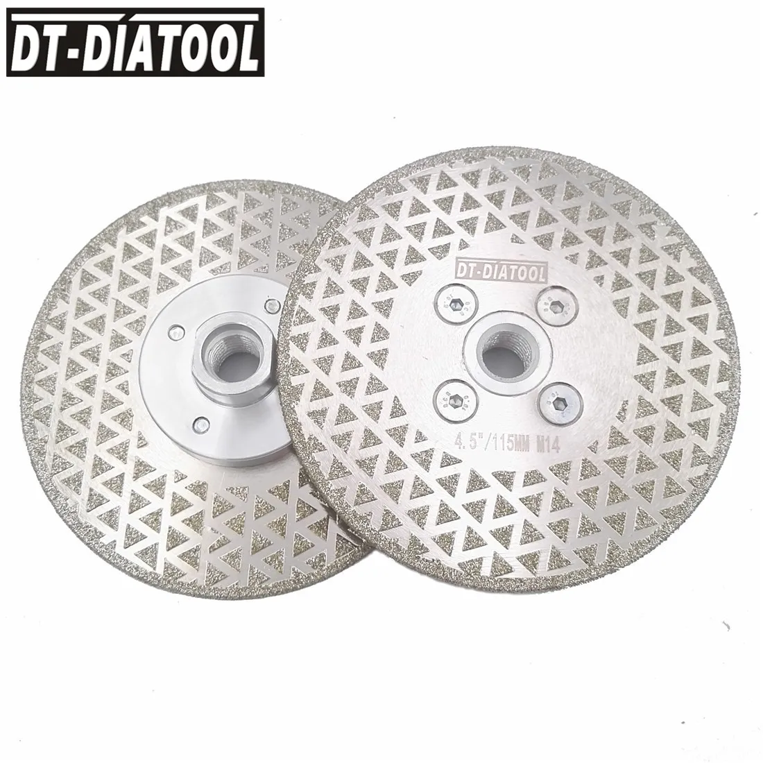 

DT-DIATOOL 2pcs M14 Thread Dia 115mm/4.5 Inch Electroplated Both Side Diamond Cutting & Grinding Disc Granite Marble Saw Blade