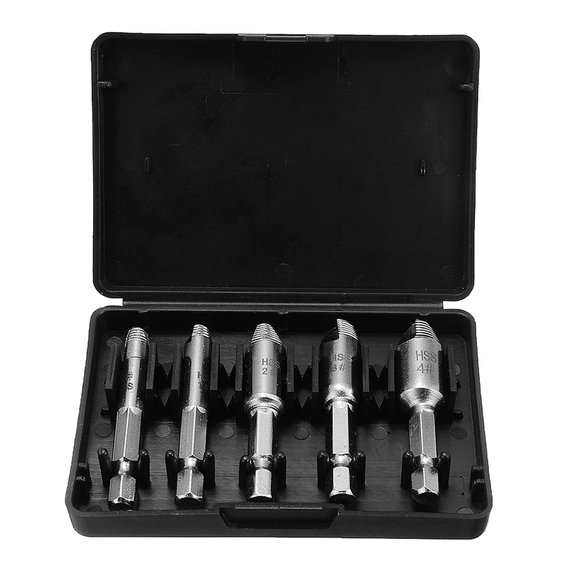 5pcs Damaged Stripped Broken Screw Extractor Drill Bit Tool Set Cross Head Bolt Remover Stud Removal Tool
5pcs Damaged Stripped Broken Screw Extractor Drill Bit Tool Set Cross Head Bolt Remover Stud Removal Tool