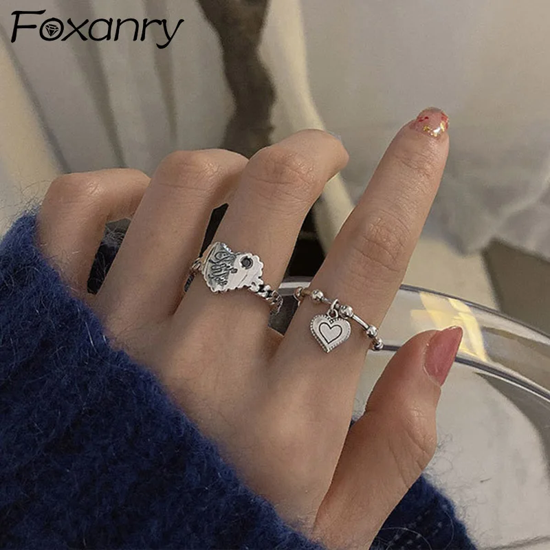 Foxanry 925 Sterling Silver LOVE Heart Rings for Women Couples New Fashion Simple Chain Geometric Birthday Party Jewelry Gifts
Foxanry 925 Sterling Silver LOVE Heart Rings for Women Couples New Fashion Simple Chain Geometric Birthday Party Jewelry Gifts