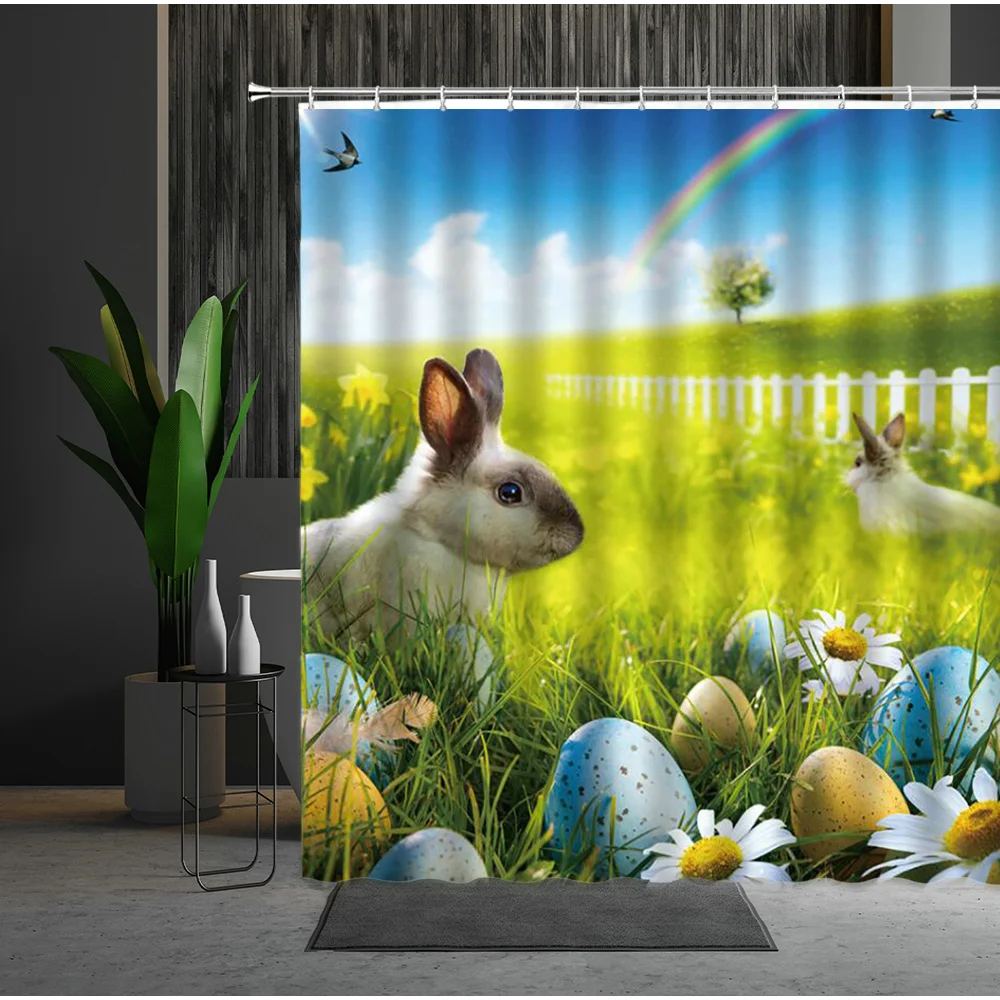 Shower Curtains Easter Cartoons Cute Rabbit Easter Eggs Flower Butterfly Grassland Bathtub Decoration Holiday Supplies
Shower Curtains Easter Cartoons Cute Rabbit Easter Eggs Flower Butterfly Grassland Bathtub Decoration Holiday Supplies