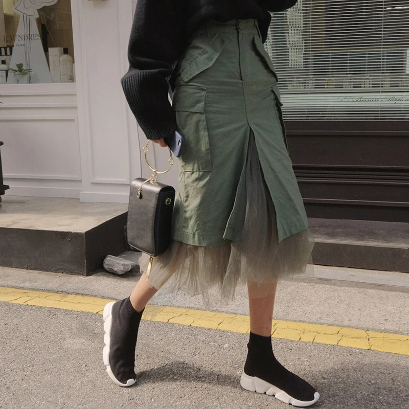 Packet Hip Skirt Female Midi Long Casual Clothing Fashion Tulle Patchwork Skirts For Women Autumn Split High Waist
Packet Hip Skirt Female Midi Long Casual Clothing Fashion Tulle Patchwork Skirts For Women Autumn Split High Waist