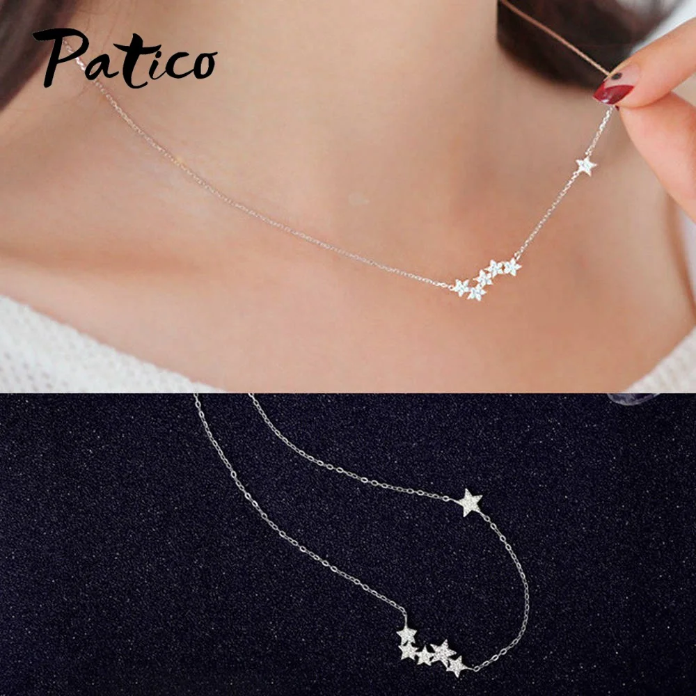 New AAA Cubic Zirconia Lucky Stars Necklaces 925 Sterling Silver Pendant Short Clavicle Chain For Women Birthday Gifts Jewelry
New AAA Cubic Zirconia Lucky Stars Necklaces 925 Sterling Silver Pendant Short Clavicle Chain For Women Birthday Gifts Jewelry