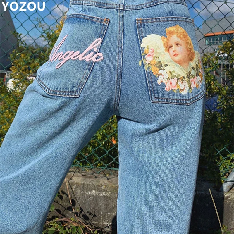 Women Casual England Style High Waist Back Little Angle Pattern Printting Denim Trousers Pants Jeans For Female
Women Casual England Style High Waist Back Little Angle Pattern Printting Denim Trousers Pants Jeans For Female