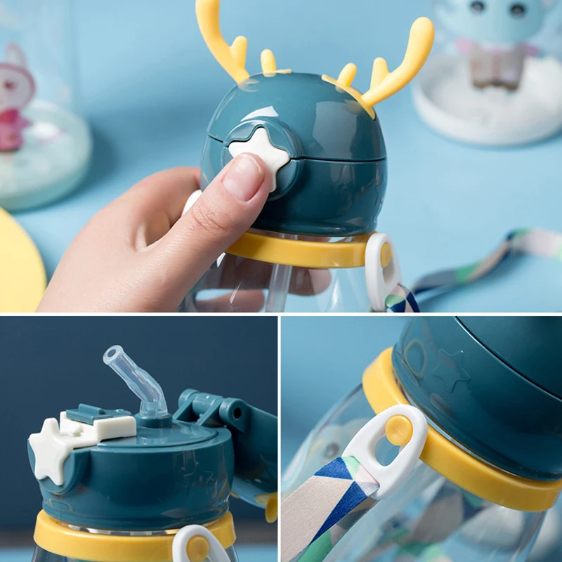 Cute Antler Cup Portable Leak-proof Water Bottle Children Cartoon Plastic Cup Child Outdoor Sports Bottle with Straw Summer
Cute Antler Cup Portable Leak-proof Water Bottle Children Cartoon Plastic Cup Child Outdoor Sports Bottle with Straw Summer
