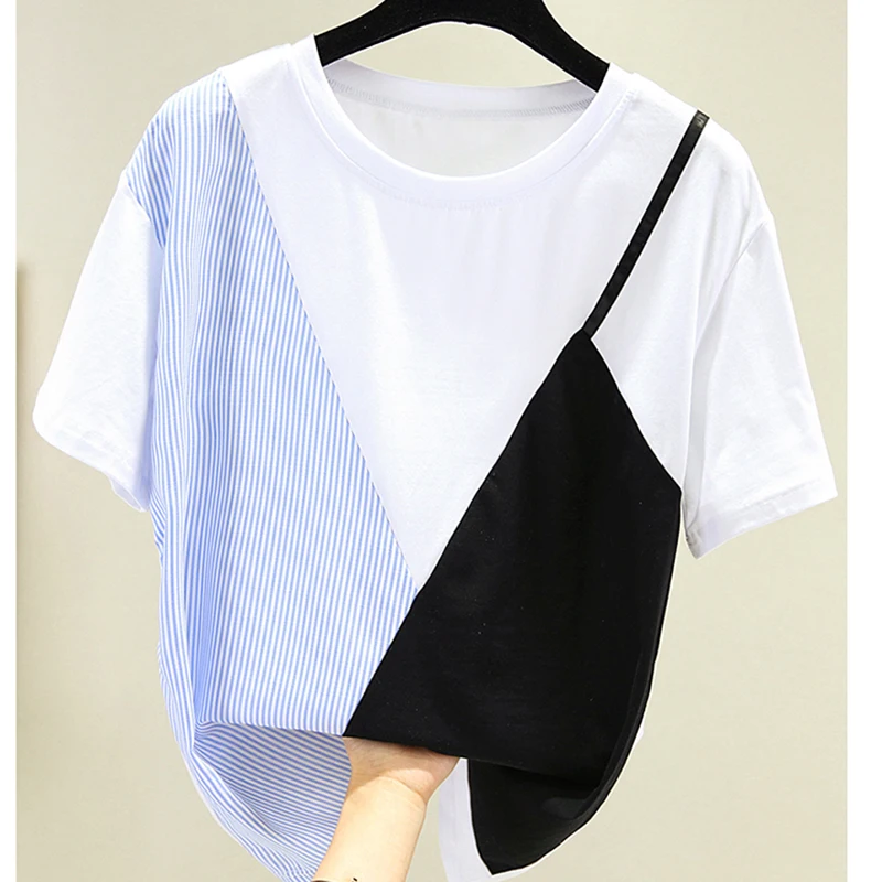 LJSXLS Summer Loose O-Neck T Shirt Women Color Contrast T-shirt Cotton Short Sleeve Tee Shirt Femme White Casual Poleras Mujer
LJSXLS Summer Loose O-Neck T Shirt Women Color Contrast T-shirt Cotton Short Sleeve Tee Shirt Femme White Casual Poleras Mujer