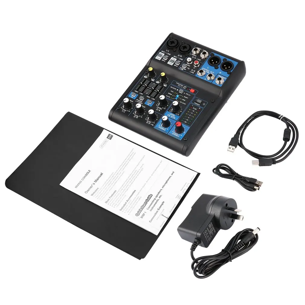 DJ Mixer 4 канальный Профессиональный усилитель мощности аудио смешивания USB слот 16DSP