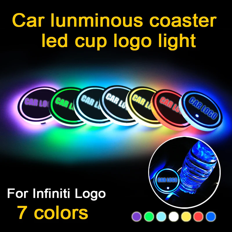 2 шт. Автомобильные светодиодные подставки для держателя стакана Infiniti logo