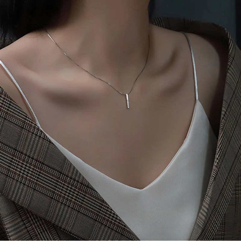 Minimalist 925 Sterling Silver Geometric Necklace AAA Shiny Zircon Long Cube Fine Jewelry Girls Party Birthday Got Engaged Gift
Minimalist 925 Sterling Silver Geometric Necklace AAA Shiny Zircon Long Cube Fine Jewelry Girls Party Birthday Got Engaged Gift
