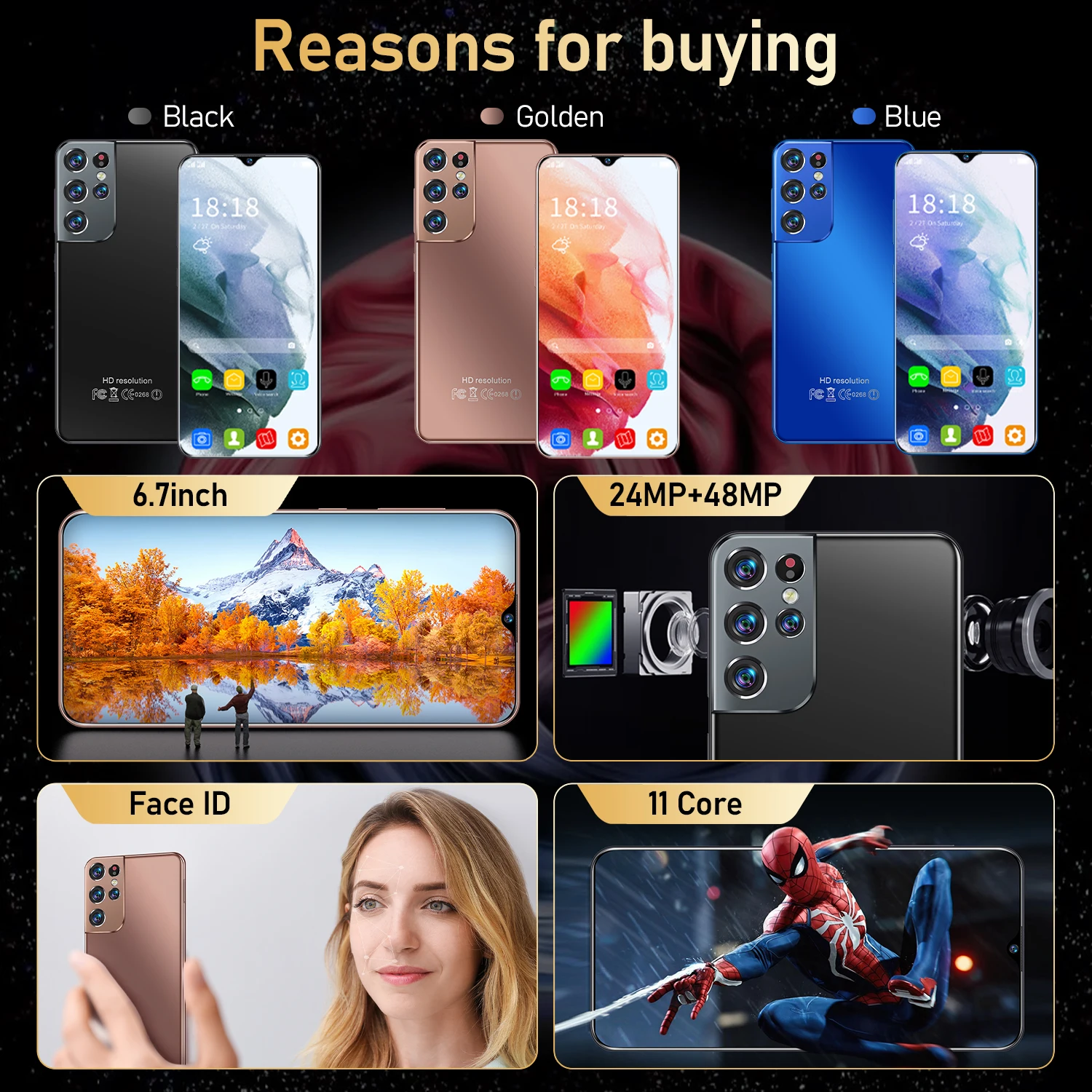 S21+ Ultra 6.7 Inch Smartphone Global Version Android Phone 6500mAh Full Screen 12GB+512GB 4G LTE 5G Network Cellphones
S21+ Ultra 6.7 Inch Smartphone Global Version Android Phone 6500mAh Full Screen 12GB+512GB 4G LTE 5G Network Cellphones
