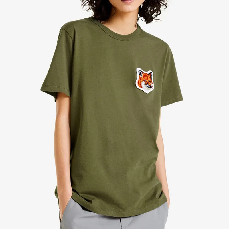 Fox Embroidery Women T-shirt 100% Cotton Simple Short Sleeve O-neck Loose Women and Men Tee 2021 Summer
Fox Embroidery Women T-shirt 100% Cotton Simple Short Sleeve O-neck Loose Women and Men Tee 2021 Summer