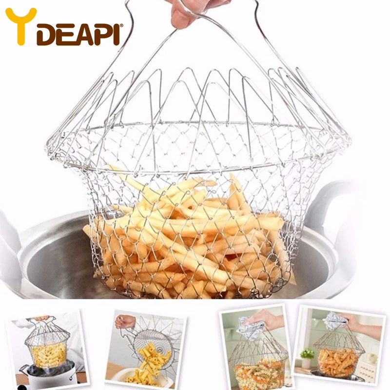 Ydeapi Multifunction Foldable Steam Rinse Strain Fry Chef Basket Drainer Magic Basket Mesh Basket Strainer Net Kitchen Gadgets
Ydeapi Multifunction Foldable Steam Rinse Strain Fry Chef Basket Drainer Magic Basket Mesh Basket Strainer Net Kitchen Gadgets