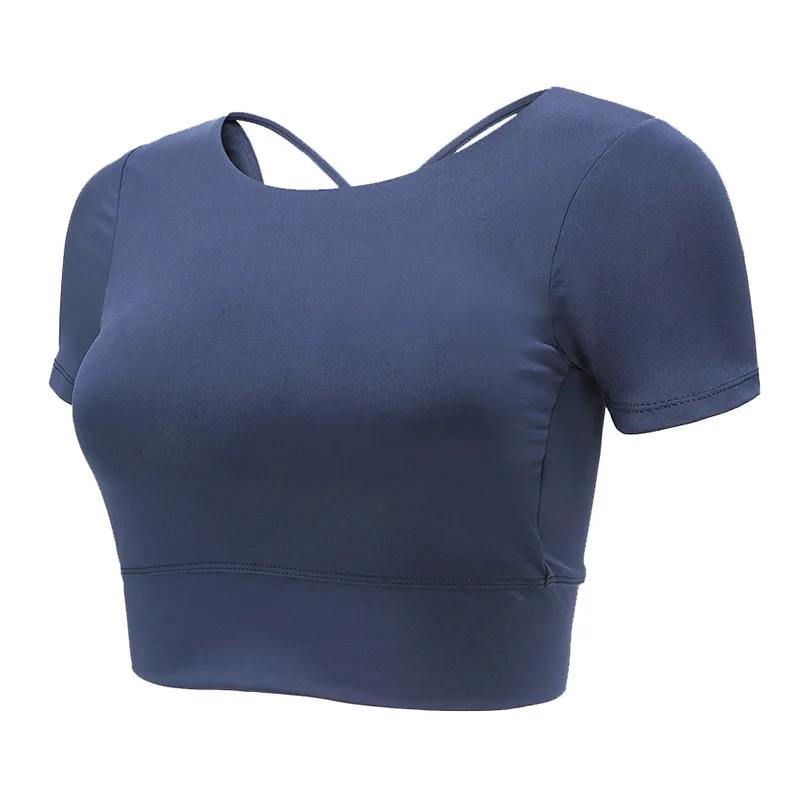 Stretch new sports T-shirt top, short short quick-drying yoga suit with beautiful back
Stretch new sports T-shirt top, short short quick-drying yoga suit with beautiful back