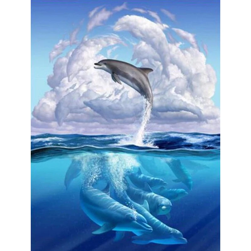 100% Full 5D Diy Daimond Painting Cross-stitch Dolphins Family Animal 3D Diamond Painting Round Rhinestones Paintings Embroidery 
100% Full 5D Diy Daimond Painting Cross-stitch Dolphins Family Animal 3D Diamond Painting Round Rhinestones Paintings Embroidery