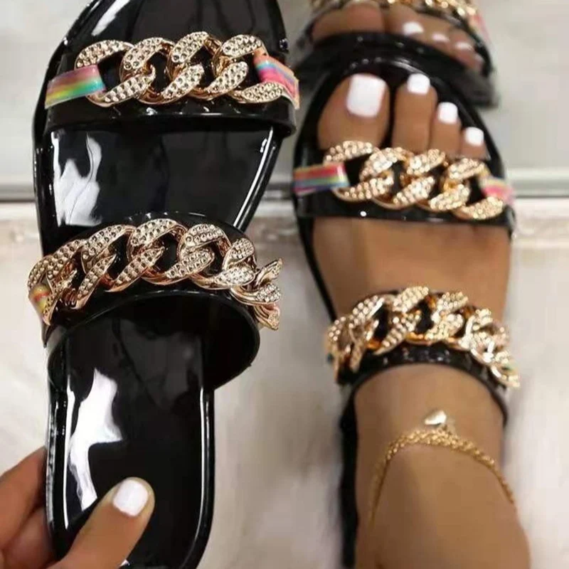 Slippers Women 2021 Summer New Square Head Flat Sandals And Slippers Women Outer Wear One-Word Sandals Women Fashion Chain Shoes
Slippers Women 2021 Summer New Square Head Flat Sandals And Slippers Women Outer Wear One-Word Sandals Women Fashion Chain Shoes