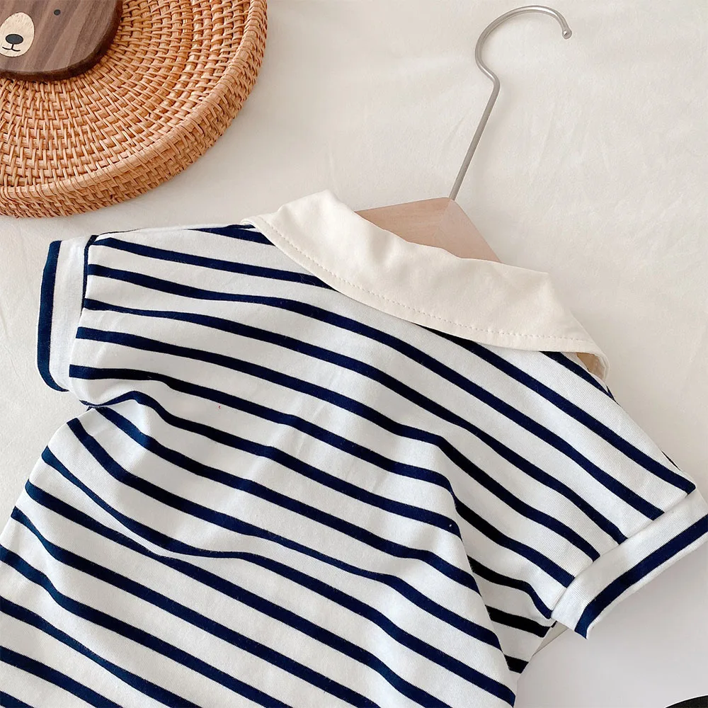 Baby Boy Jumpsuit Striped Turn-down Collar Summer Newborn Bodysuits Casual Infant Clothing 2021
Baby Boy Jumpsuit Striped Turn-down Collar Summer Newborn Bodysuits Casual Infant Clothing 2021