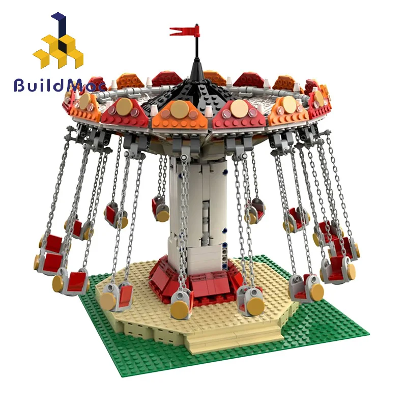 

BuildMoc Expert Swing Ride Playground Toy Building Blocks MOC Friends Figures Flying Chair Bricks Educational Kids Toys for Kids