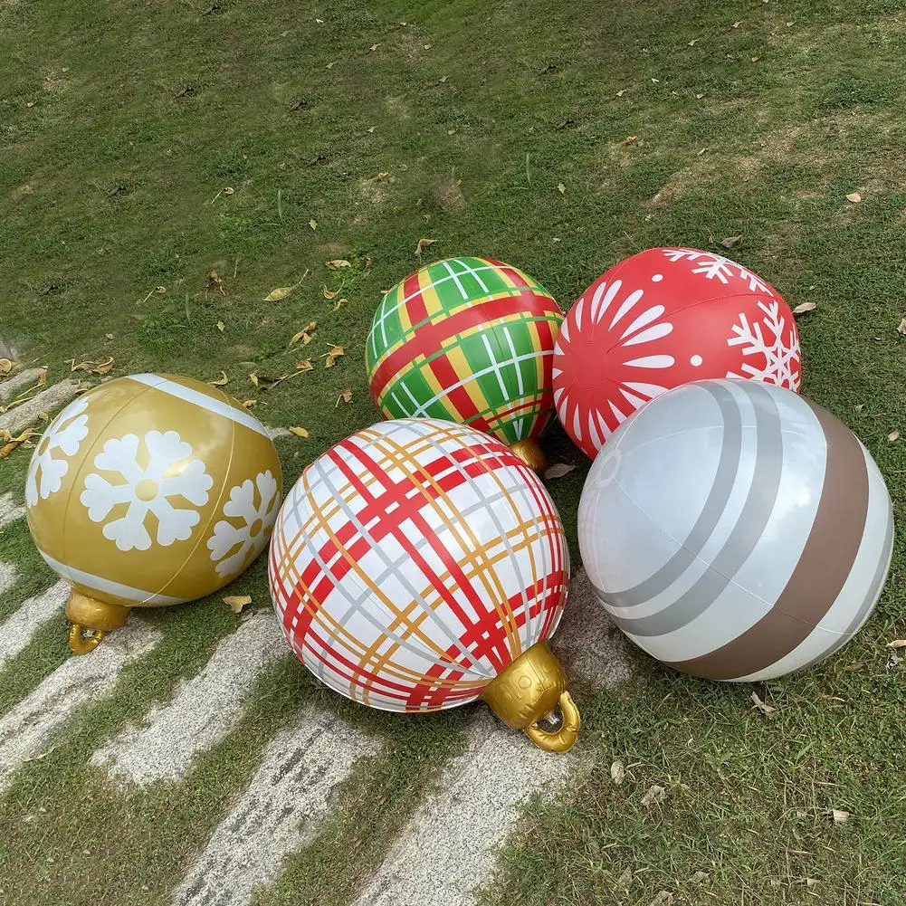 

60 см рождественские надувные декоративные шары, наружный надувной шар из ПВХ, Гигантский Рождественский елочный декор, праздничный надувно...