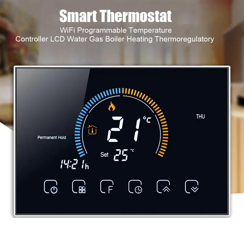 WiFi Smart Programmable Thermostat Touch Screen 6 Period Voice APP Control LCD Thermoregulator For Water/Gas Boiler Heating
WiFi Smart Programmable Thermostat Touch Screen 6 Period Voice APP Control LCD Thermoregulator For Water/Gas Boiler Heating