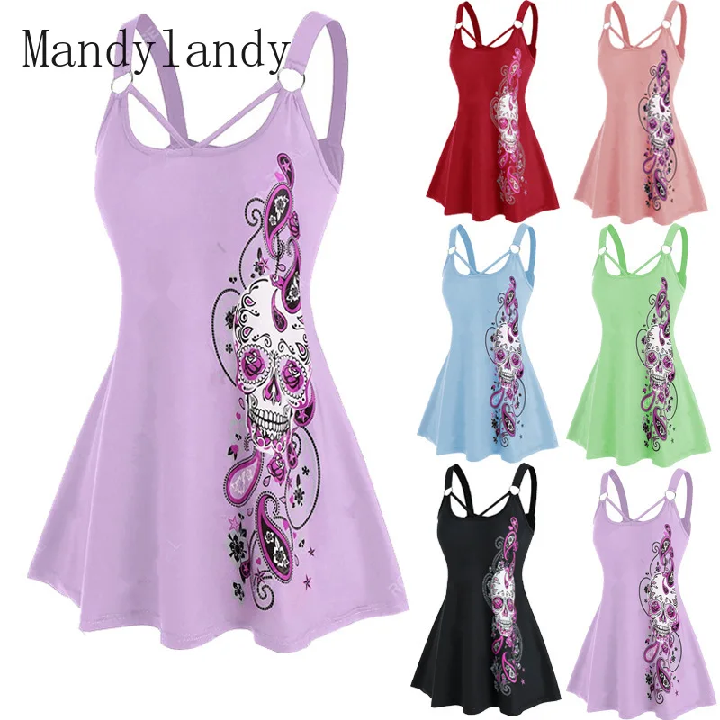 Mandylandy Women Skull Flower Strappy O Ring Tank Dress Sleeveless Summer Casual Ladies Dress Plus Size
Mandylandy Women Skull Flower Strappy O Ring Tank Dress Sleeveless Summer Casual Ladies Dress Plus Size