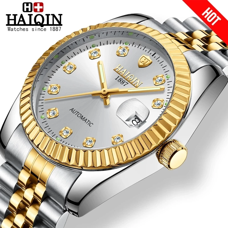 NEW HAIQIN Top Brand Men Mechanical Watch Men's Watches Waterproof Stainless Steel Gold Luxury Automatic Date Clock reloj hombre
NEW HAIQIN Top Brand Men Mechanical Watch Men's Watches Waterproof Stainless Steel Gold Luxury Automatic Date Clock reloj hombre