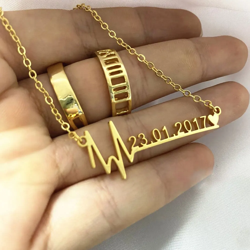 MumuXing Heartbeat Love Heart Necklace Custom Date Pendant Women's Stainless steel Necklace Fashion Jewelry Gift To Girlfriend
MumuXing Heartbeat Love Heart Necklace Custom Date Pendant Women's Stainless steel Necklace Fashion Jewelry Gift To Girlfriend