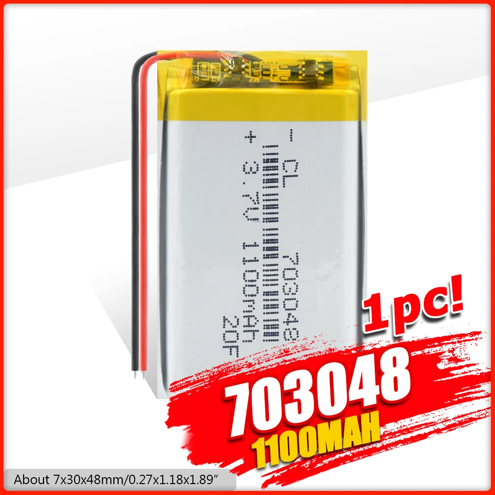 YCDC 703048 Rechargeable Battery 3.7V Li-Po 1100mAh Backup Power For MP3 GPS Toys LED Light Speaker Li-polymer Battery
YCDC 703048 Rechargeable Battery 3.7V Li-Po 1100mAh Backup Power For MP3 GPS Toys LED Light Speaker Li-polymer Battery