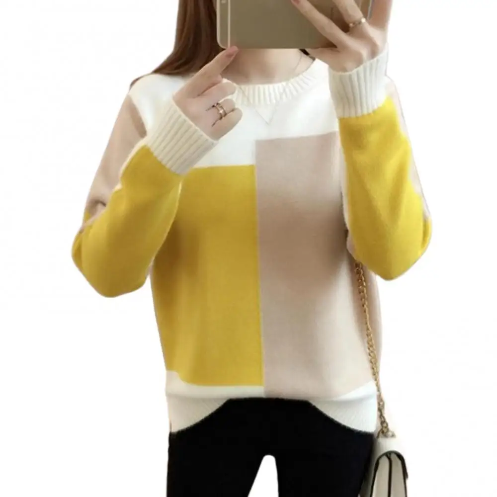2021 Spring Autumn Women Sweater Color Block Jumper Long Sleeve Loose O Neck Slim-fit Warm Sweater Pullover Jumper
2021 Spring Autumn Women Sweater Color Block Jumper Long Sleeve Loose O Neck Slim-fit Warm Sweater Pullover Jumper