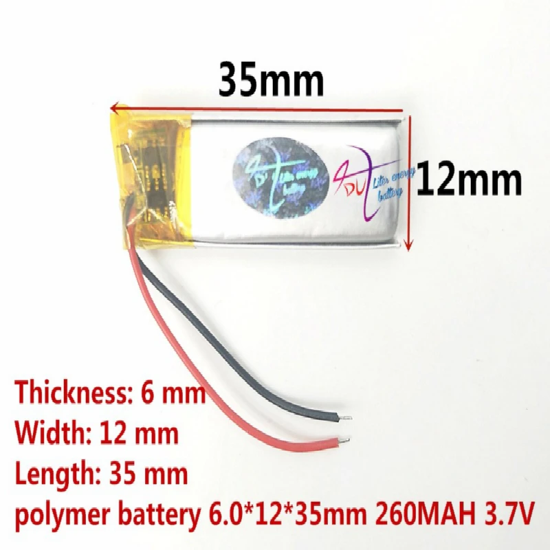 1pcs A product being 3.7V lithium battery 601235 061235 260MAH shadow pen video recorder transcript 37V
1pcs A product being 3.7V lithium battery 601235 061235 260MAH shadow pen video recorder transcript 37V
