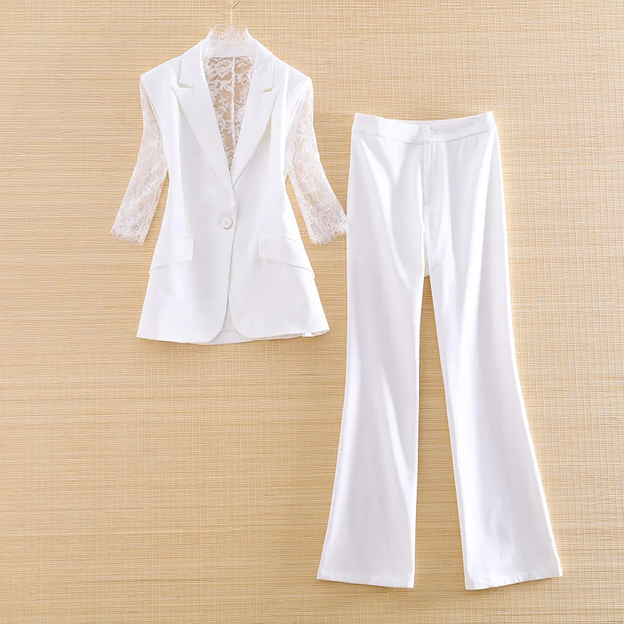 High-end Women 2 Pieces Set Fashion Stitching Lace Top + Bell-bottomed Pants Elegant Lady Casual suit Female S-XXL
High-end Women 2 Pieces Set Fashion Stitching Lace Top + Bell-bottomed Pants Elegant Lady Casual suit Female S-XXL