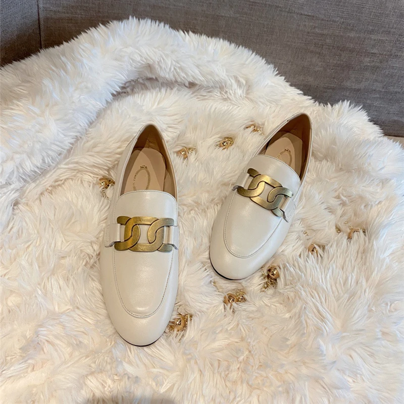 Genuine Leather Single Shoes Slip on Chain Dec Loafers Zapatos De Mujer 2021 Round Toe Lazy Shoes Flats Desginer Women Loafers
Genuine Leather Single Shoes Slip on Chain Dec Loafers Zapatos De Mujer 2021 Round Toe Lazy Shoes Flats Desginer Women Loafers