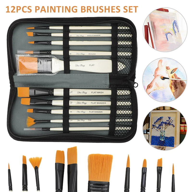 10PCS Painting Brushes Set Aluminum Tube Nylon Wool Watercolour Brushes With Storage Bag DIY Oil Acrylic Drawing Art Sationery
10PCS Painting Brushes Set Aluminum Tube Nylon Wool Watercolour Brushes With Storage Bag DIY Oil Acrylic Drawing Art Sationery