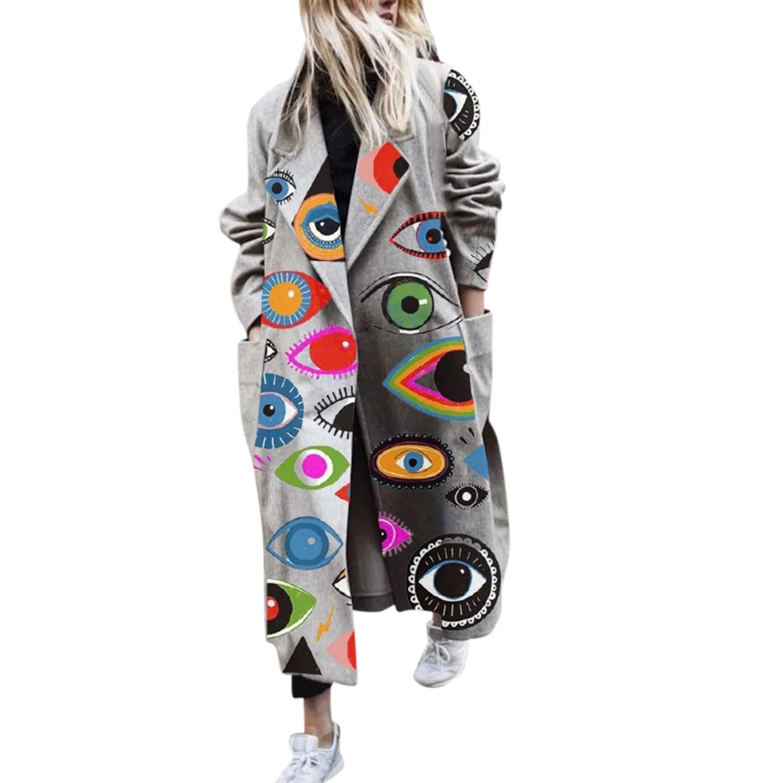 Женское шерстяное пальто с длинным рукавом, длинное пальто с отложным воротником и принтом, Осень-зима
Женское шерстяное пальто с длинным рукавом, длинное пальто с отложным воротником и принтом, Осень-зима