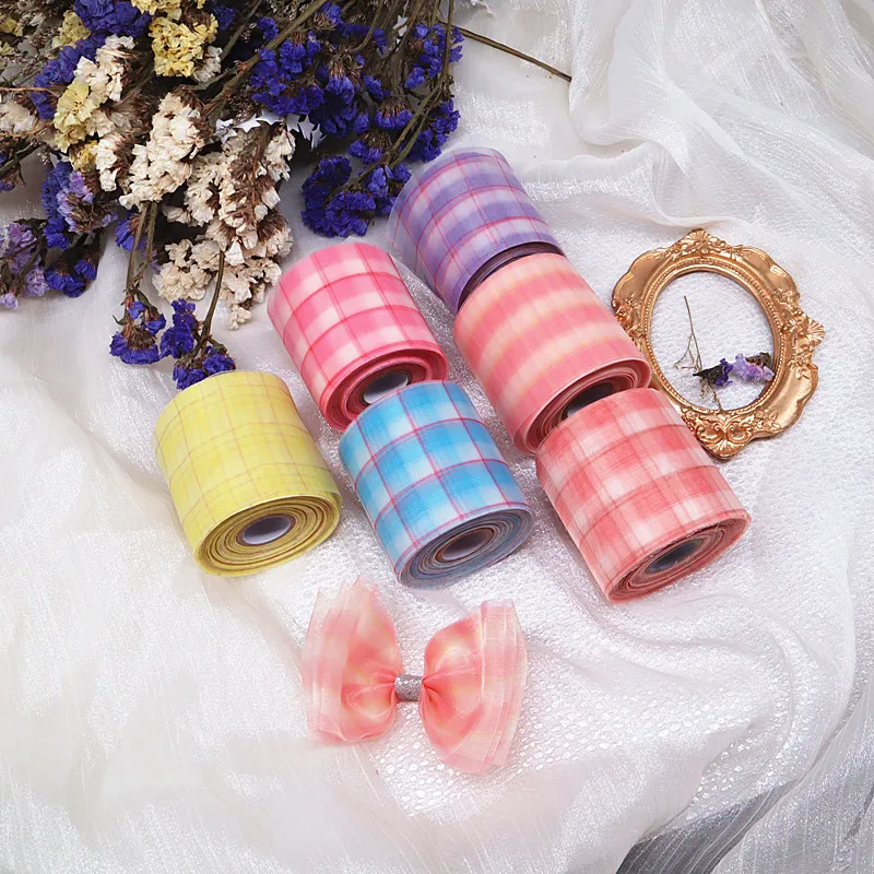 25yards 60mm Colorful Stripe Print Organza Stain Ribbon for DIY Crafts Hair Accessories Handmade Material Gift Box Ribbons
25yards 60mm Colorful Stripe Print Organza Stain Ribbon for DIY Crafts Hair Accessories Handmade Material Gift Box Ribbons