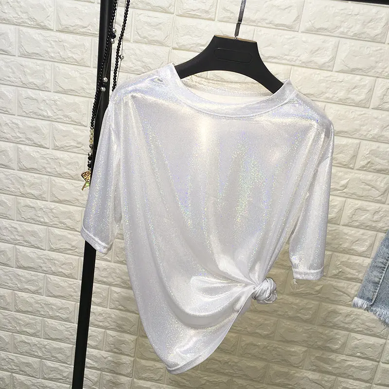Fashion Summer Women Shinny T-Shirt Harajuku Casual Ladies Vintage Tops Short Sleeve Loose Shirt Streetwear 2020 Top For Women
Fashion Summer Women Shinny T-Shirt Harajuku Casual Ladies Vintage Tops Short Sleeve Loose Shirt Streetwear 2020 Top For Women