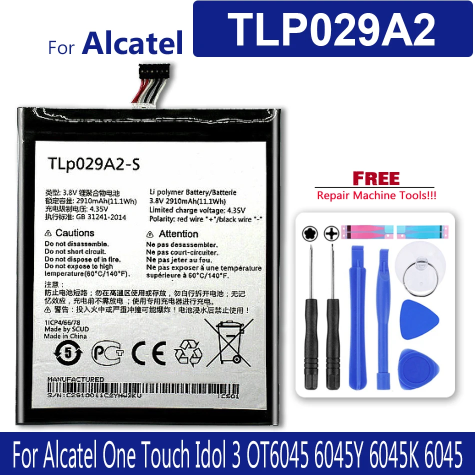 2910mAh TLp029A2 Battery For Alcatel One Touch Idol 3 5.5" I806 6045Y 6045K 6045F / Pop OT-5025 5025D with Track Code | Мобильные