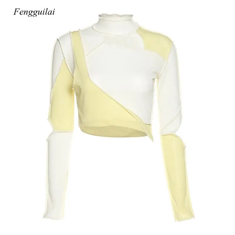Autumn and Spring 2021 New Women's Slim Half High Collar Fashion Stitching Irregular Open Navel T-Shirt
Autumn and Spring 2021 New Women's Slim Half High Collar Fashion Stitching Irregular Open Navel T-Shirt