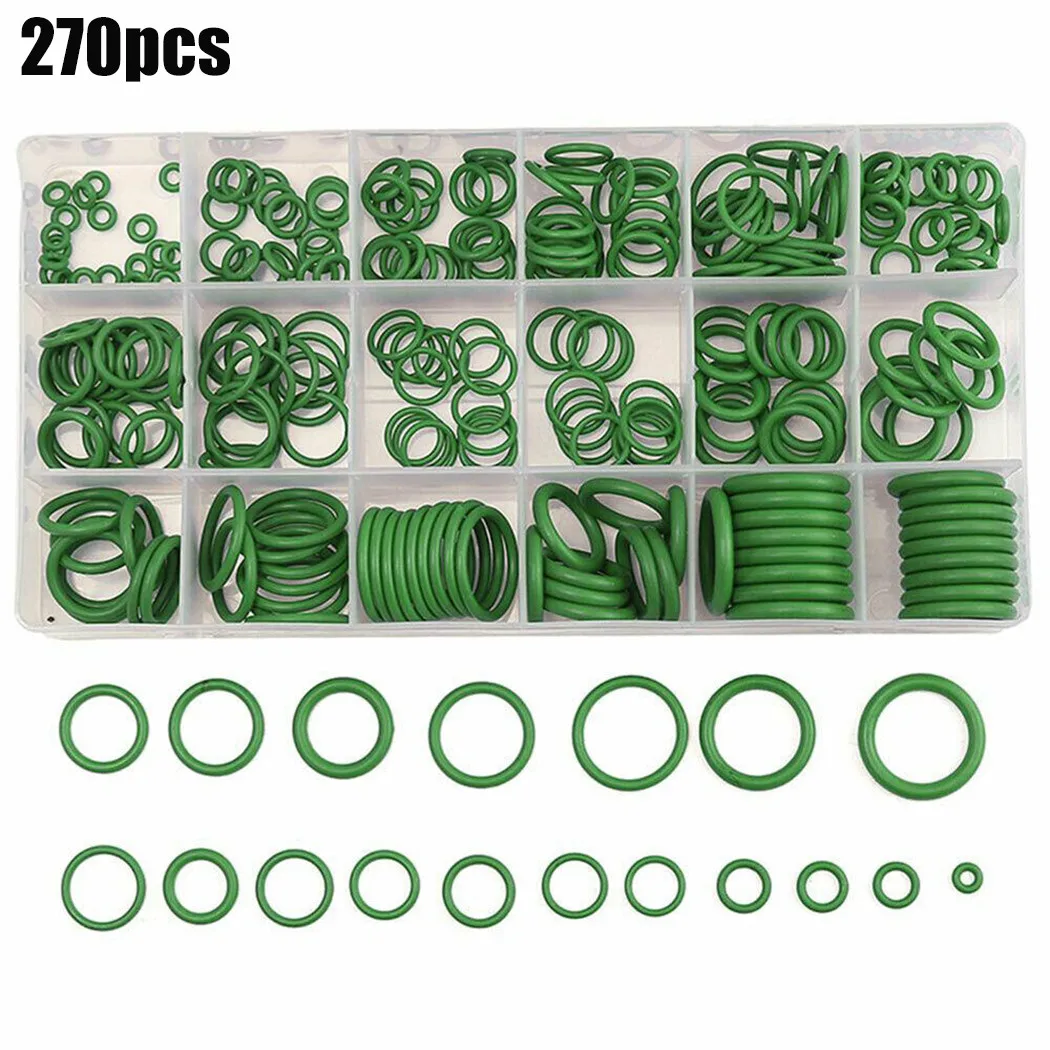 270Pcs Air Conditioning Rubber O Ring Seal Assortment Kit 18 Size Green Car Accessories Seal Assortment Repair Tool Kit
270Pcs Air Conditioning Rubber O Ring Seal Assortment Kit 18 Size Green Car Accessories Seal Assortment Repair Tool Kit