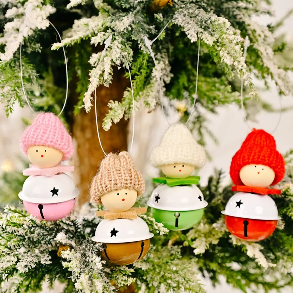 Christmas Knitted Hat Bells Cute Tree Pendant Xams Hanging Ornaments Doll Supplies New Arrival | Дом и сад