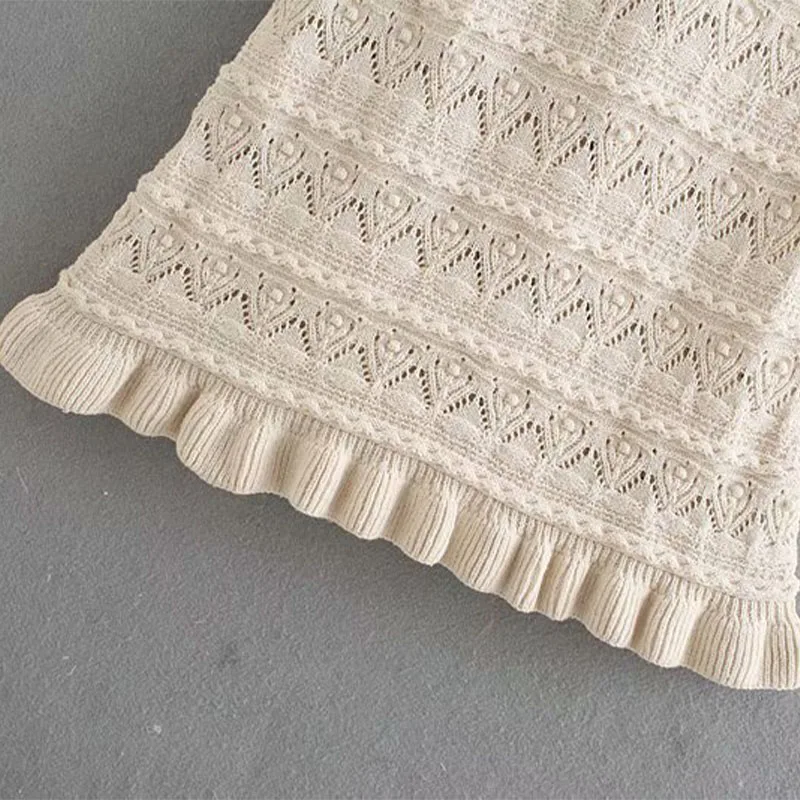 Women Summer Fashion Knitting Mini Dress 2021 Sleeveless Cascading Ruffle Hollow Out Bandage Female Elegant Sweet A-Line Dresses
Women Summer Fashion Knitting Mini Dress 2021 Sleeveless Cascading Ruffle Hollow Out Bandage Female Elegant Sweet A-Line Dresses