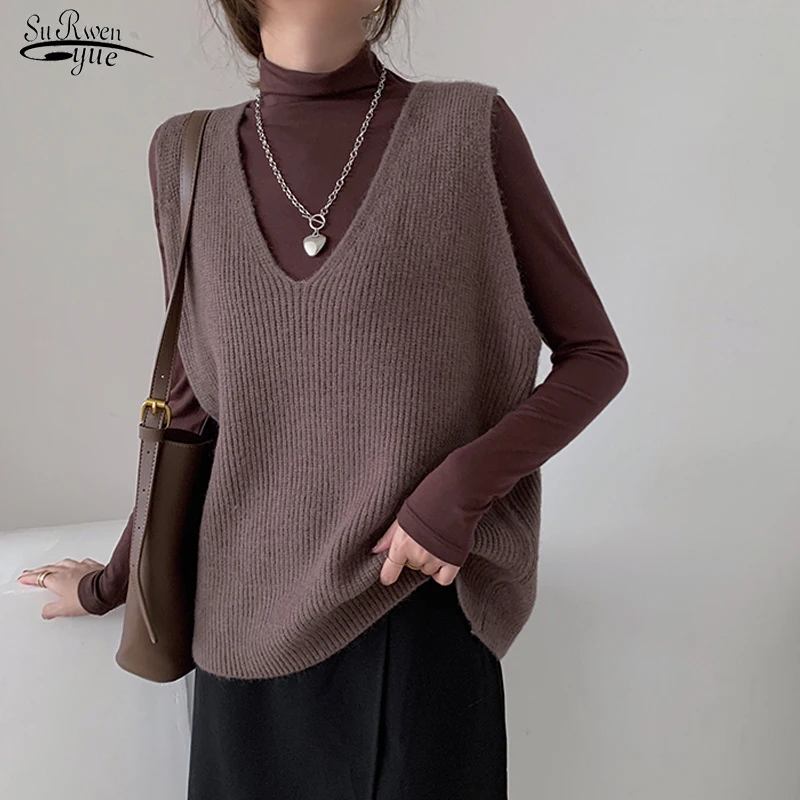 Korean Sleeveless Solid V-Neck Pullover Sweater Black Vests Winter Sweaters Autumn New Loose Knitted Sweater Vest Women 15991
Korean Sleeveless Solid V-Neck Pullover Sweater Black Vests Winter Sweaters Autumn New Loose Knitted Sweater Vest Women 15991