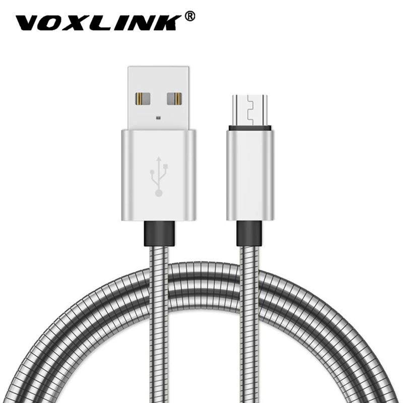 Металлический кабель Micro USB VOXLINK 1 м для Samsung S4 S5 S6 S7 J7 из нержавеющей стали быстрой