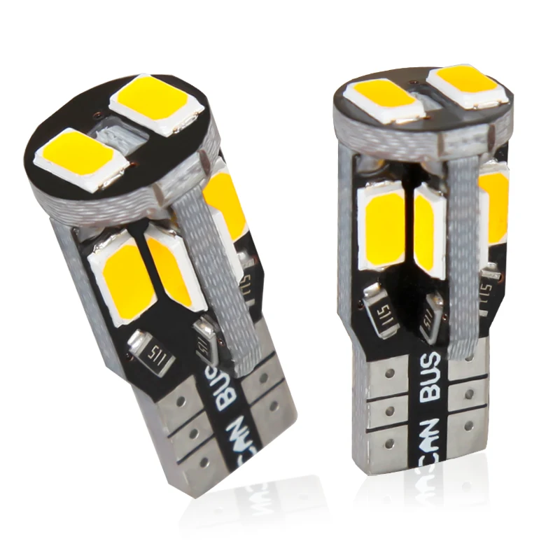 

2Pcs 4300K T10 Led Canbus Car Interior Bulb W5W 5730 SMD Side Marker Wedge License Plate Reading Lamp Silica Auto Light 12V